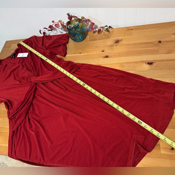 Lane Bryant Red Short Sleeve Wrap Front Midi Dress Size 2X 18/20 New With Tags - Picture 5 of 8